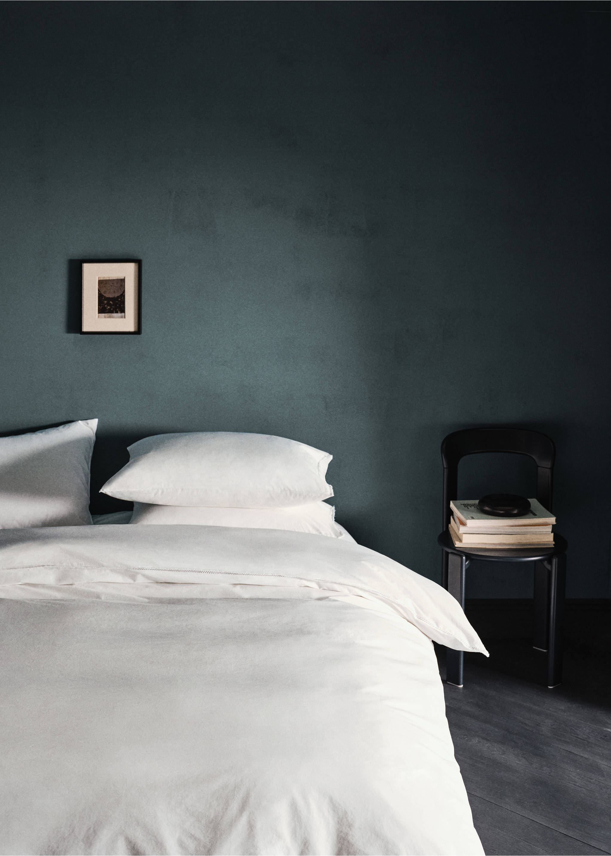 Washed percale cotton duvet cover with zigzag stitching for 150/160 cm bed - Details of the article 6, Off White. Ref: 17031527-00.