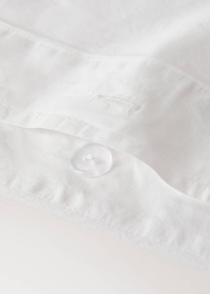 Washed percale cotton duvet cover with zigzag stitching for 180/200 cm bed — Off White