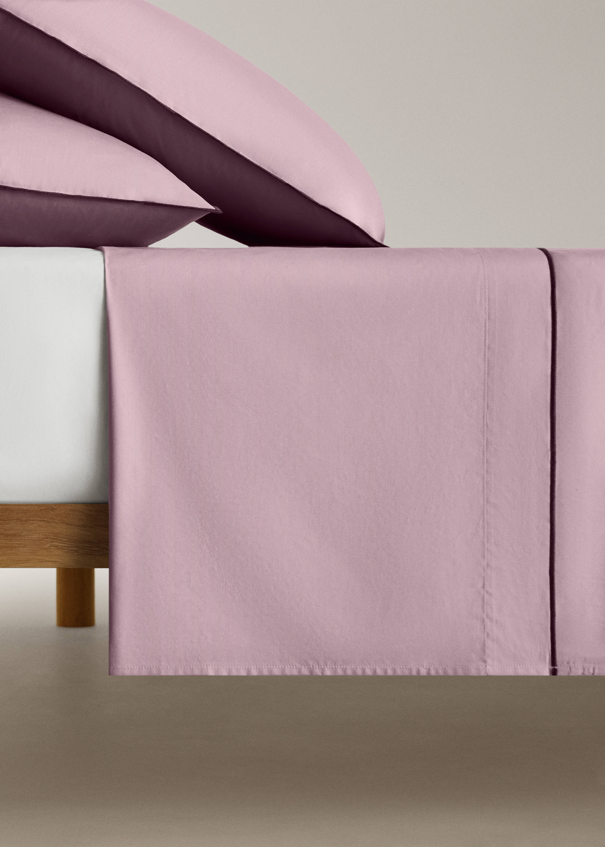 200-thread count percale cotton top sheet with contrasting overlock for 90 cm bed - Article without model