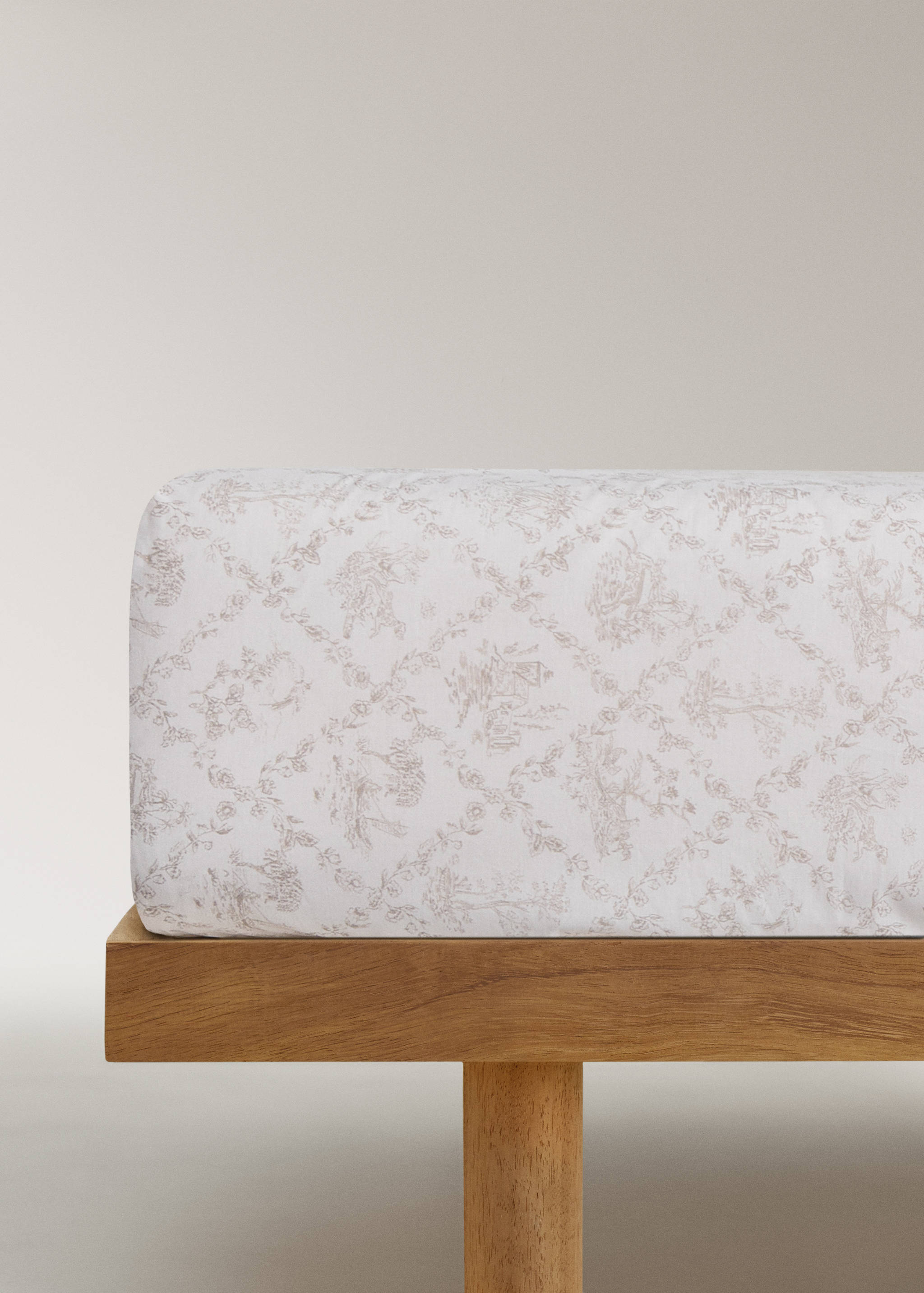 Children's fitted sheet cotton percale toile de Jouy 90 cm bed - Article without model