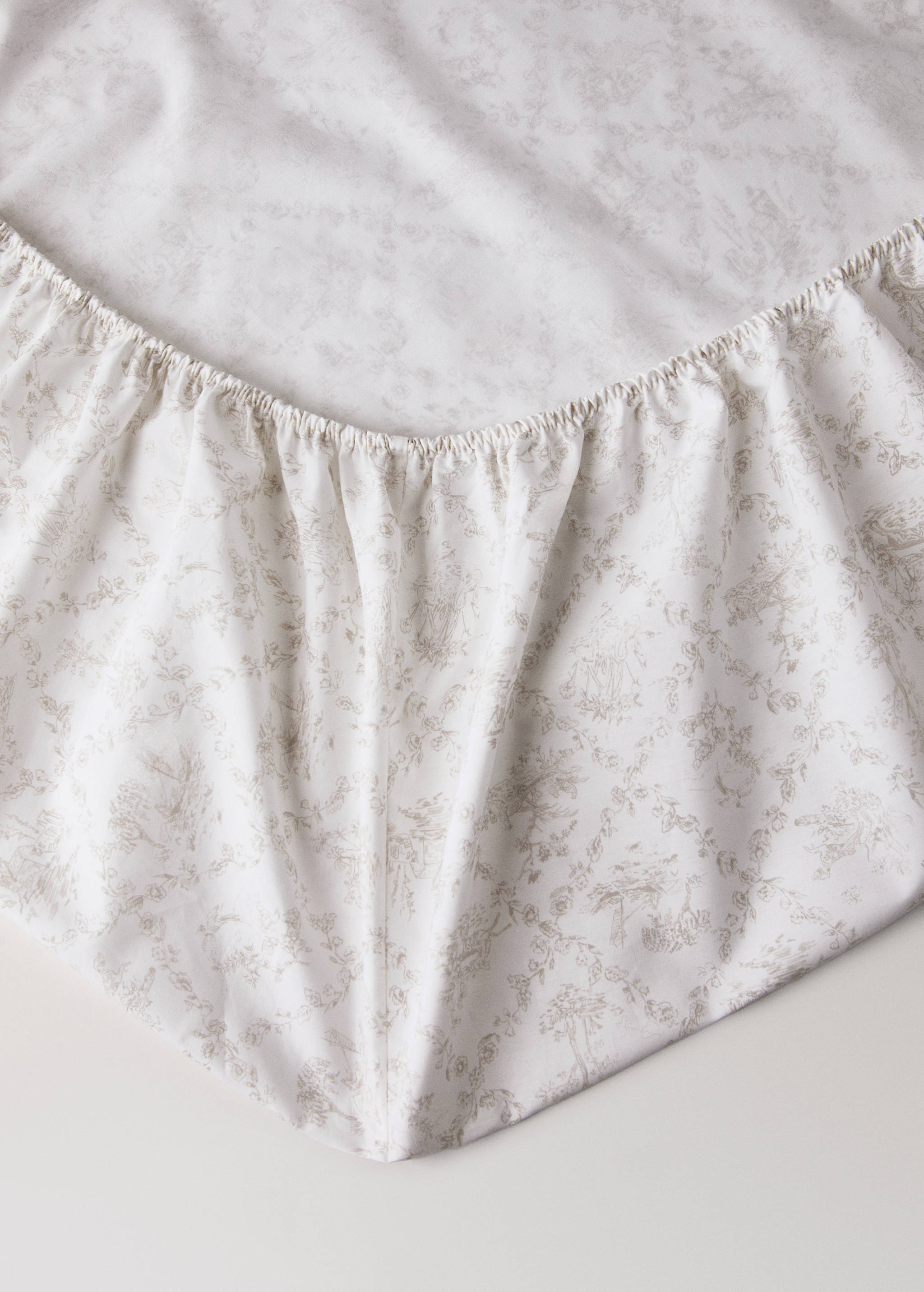 Children's fitted sheet cotton percale toile de Jouy 90 cm bed - Details of the article 1