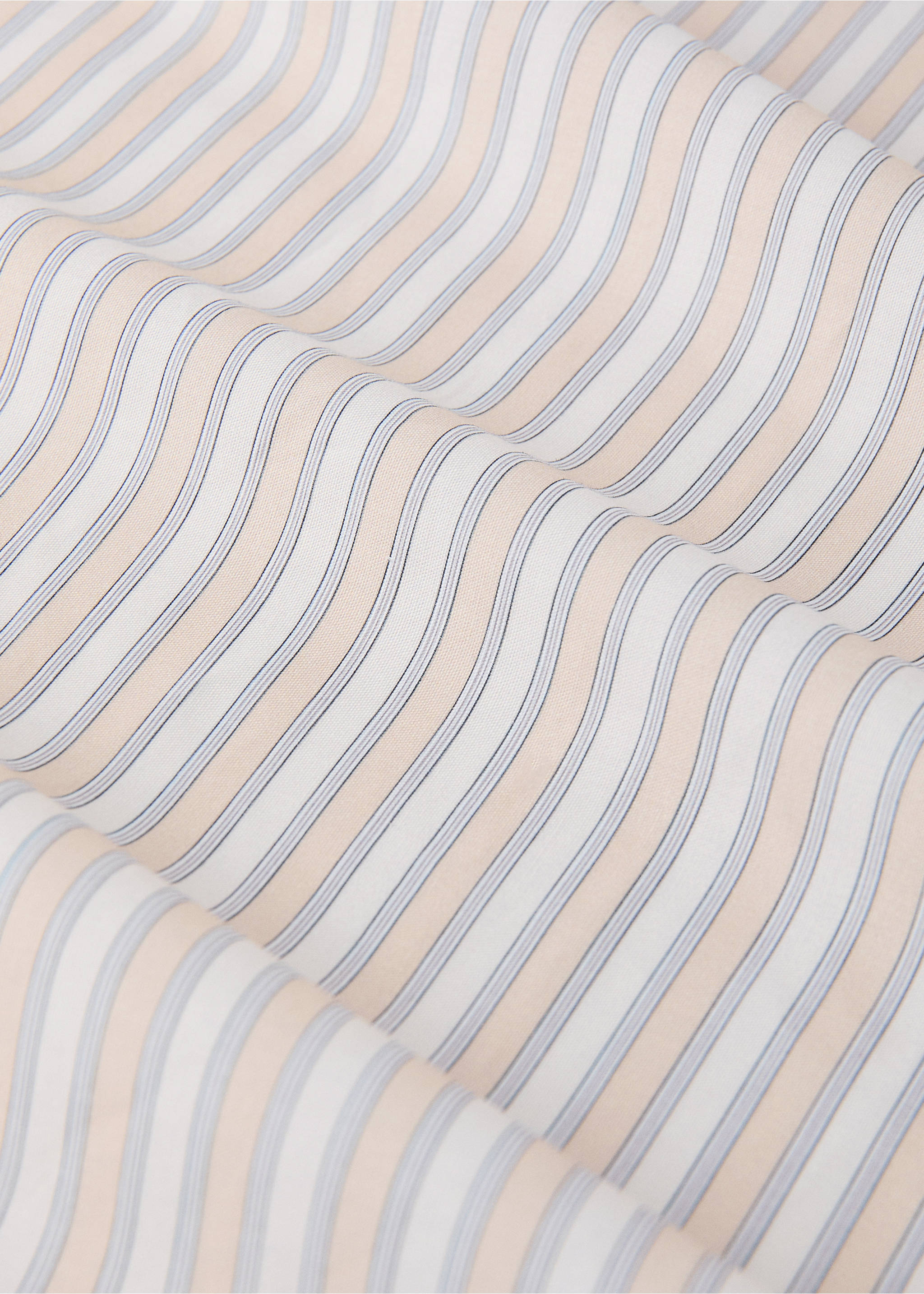 Percale cotton fitted sheet with fine-striped print for 90 cm bed - Details of the article 2, Vanilla. Ref: 17031569-00.