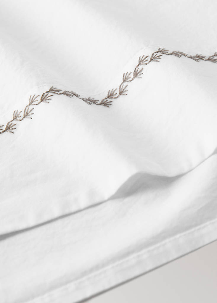 Percale cotton children's top sheet with embroidered detail for 90 cm bed — White