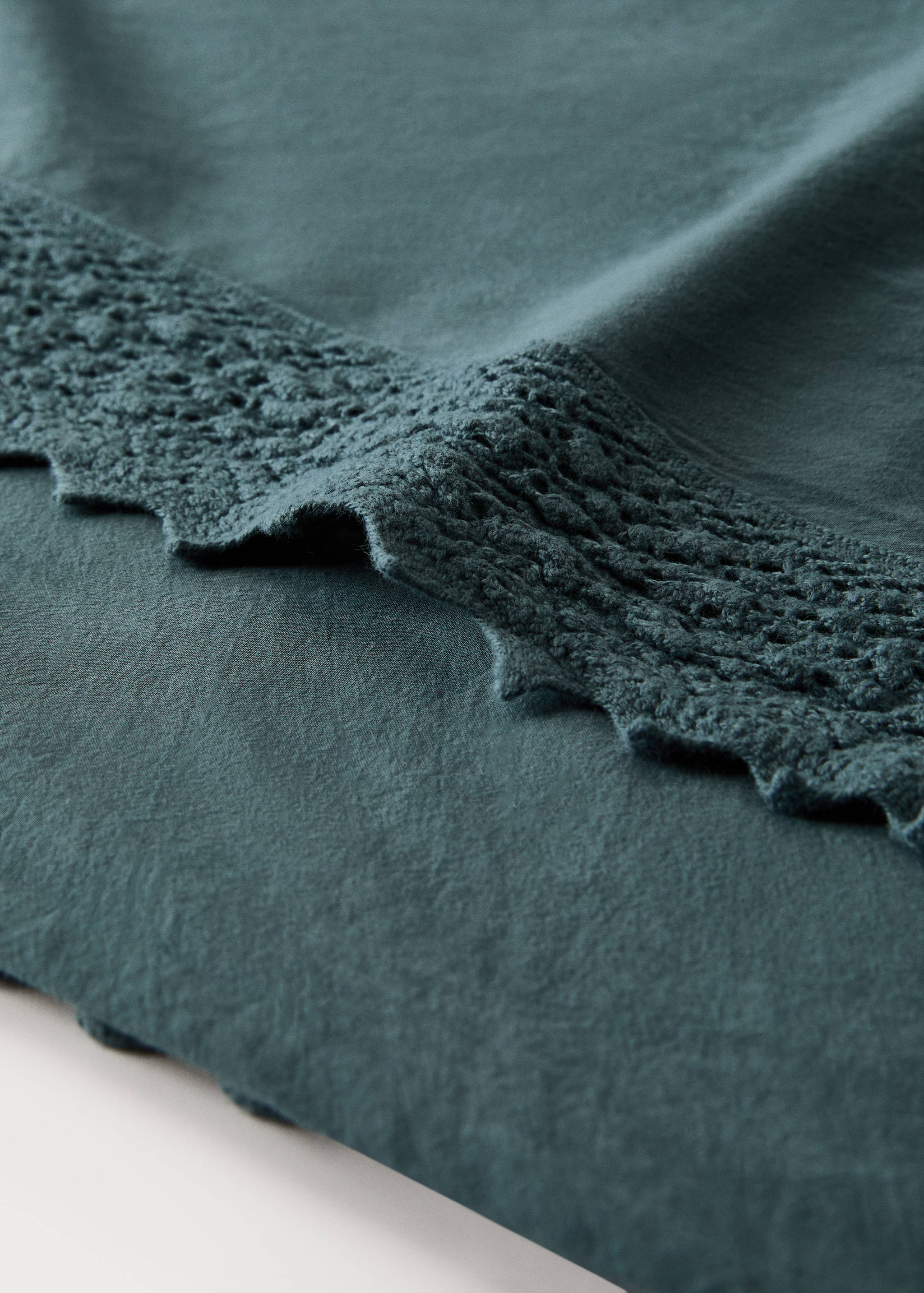 Washed cotton top sheet with lace trim for 90 cm bed - Details of the article 1