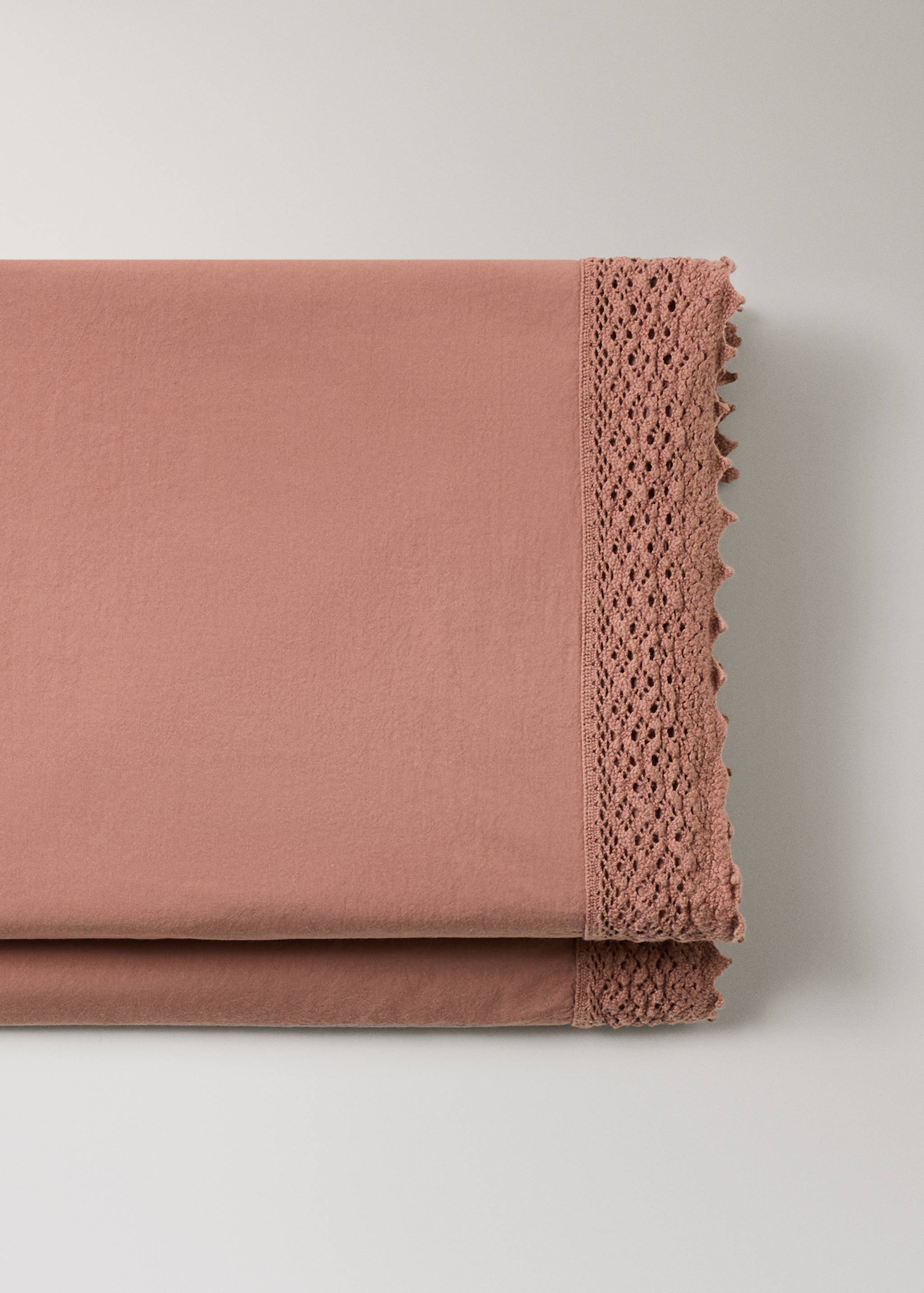 Washed cotton top sheet with lace trim for 135/140 cm bed - Details of the article 2
