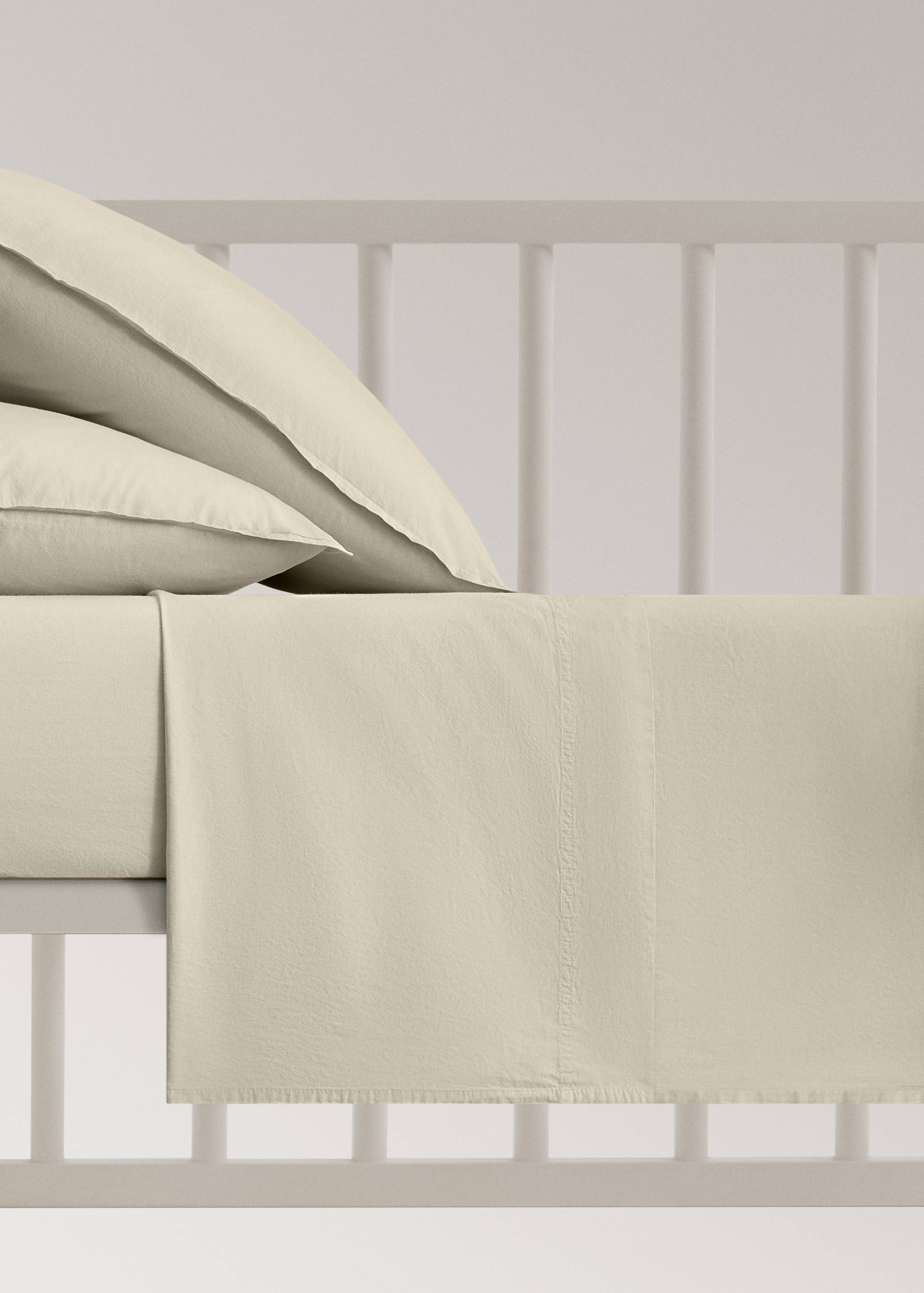 Children's washed cotton double-stitched top sheet for 90 cm bed - Article without model