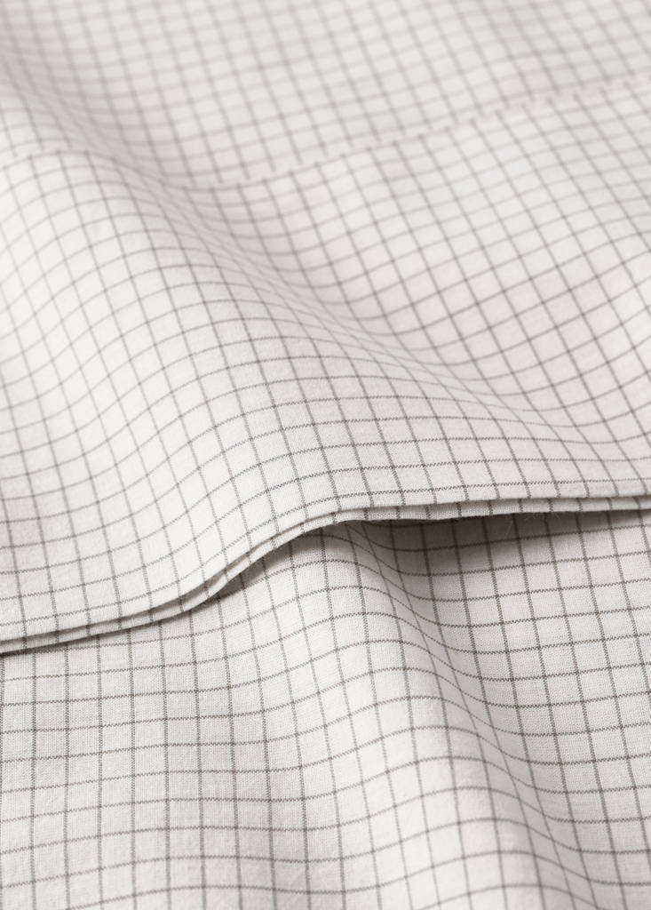 Percale cotton children's mini-check top sheet — Ecru