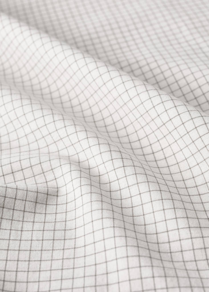 Percale cotton children's mini-check top sheet — Ecru