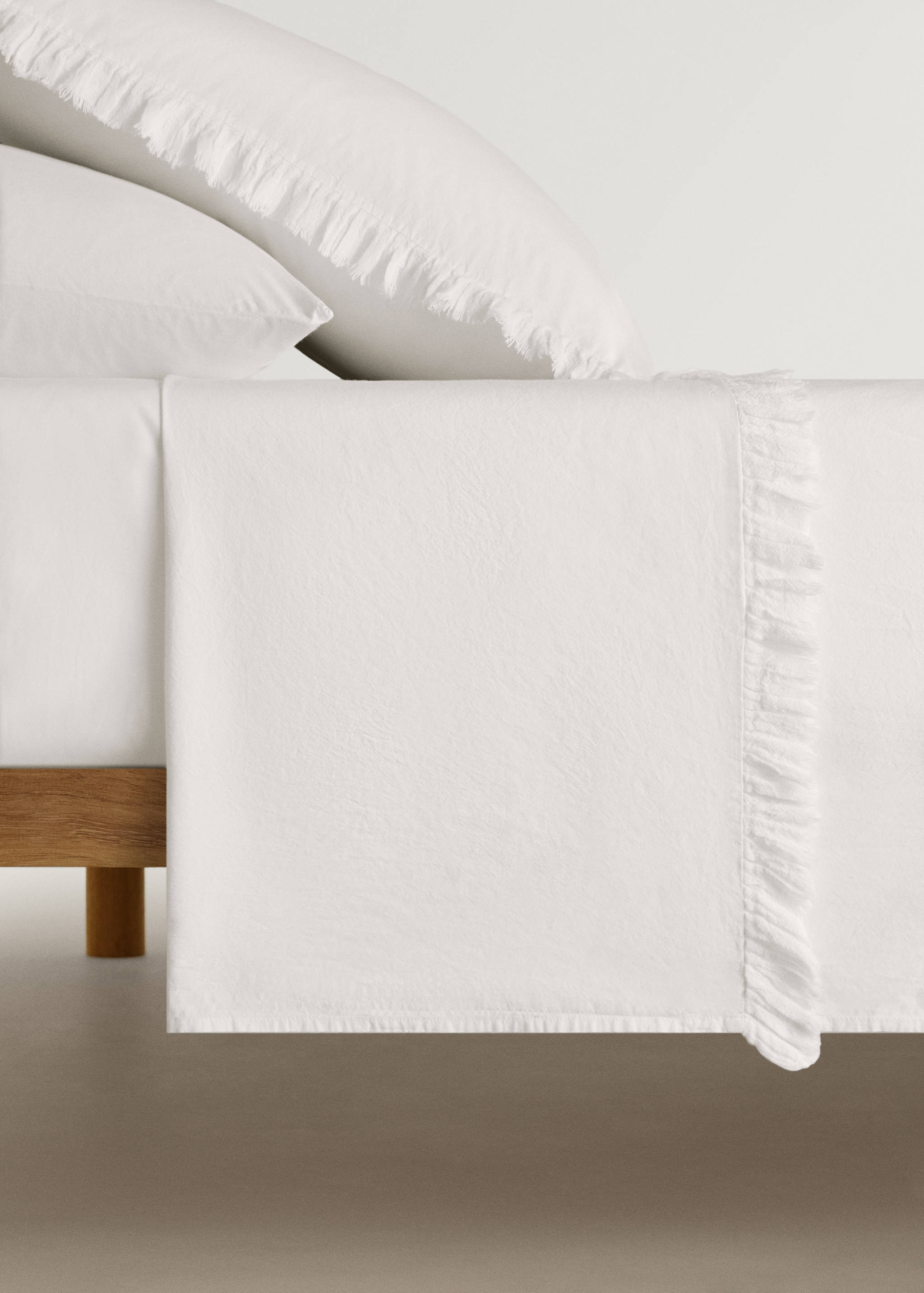 Percale cotton top sheet with gauze ruffle for 200 cm bed - Article without model