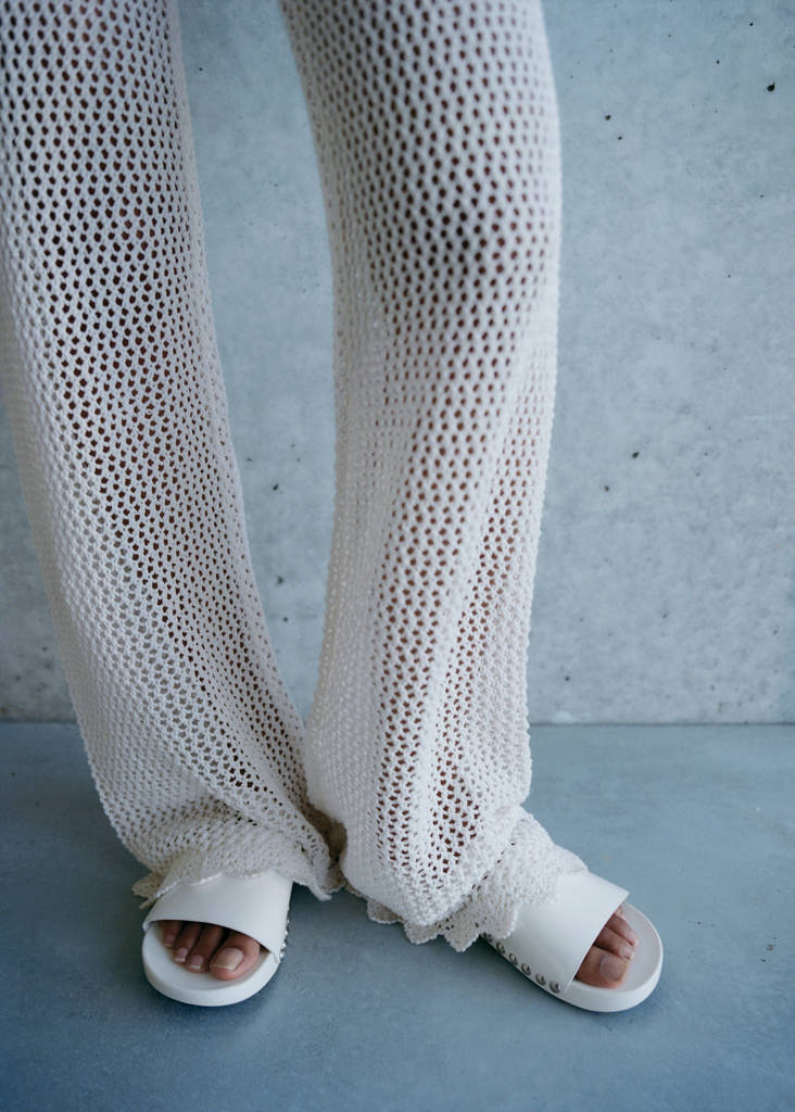 Studded leather sandals — White