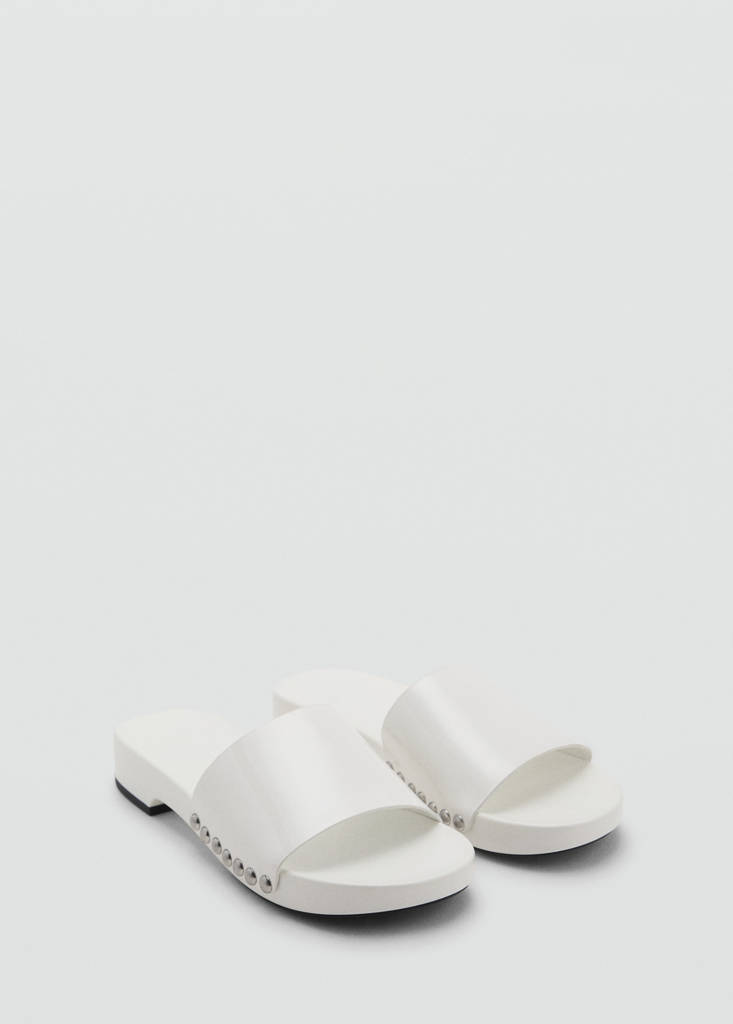 Studded leather sandals — White