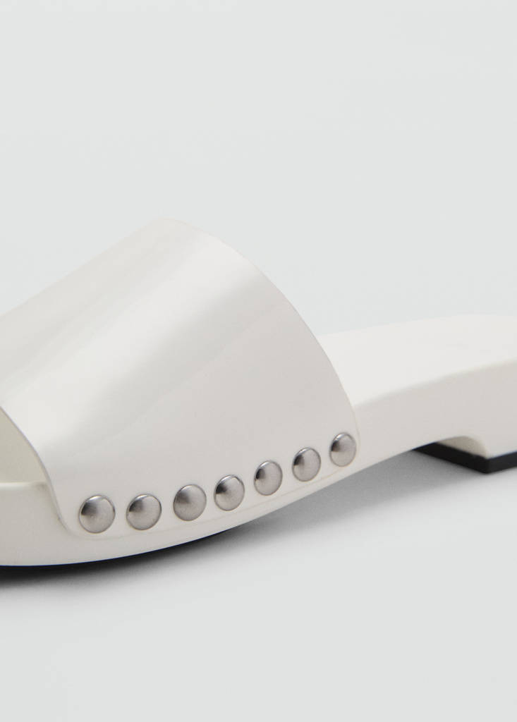 Studded leather sandals — White