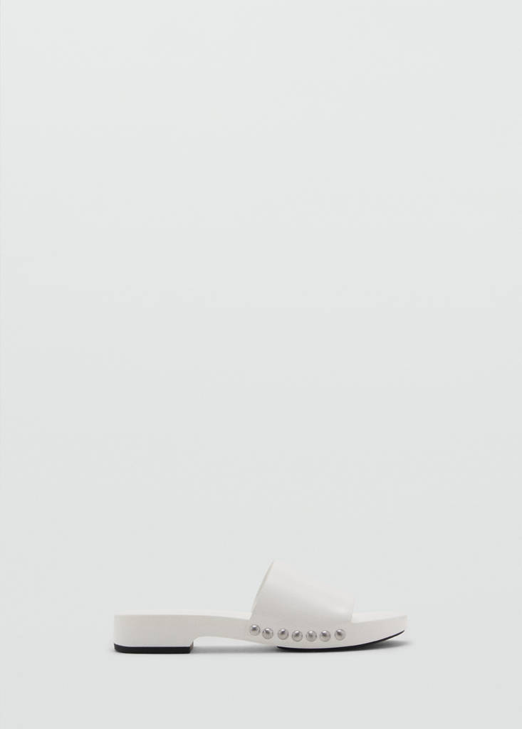 Studded leather sandals — White