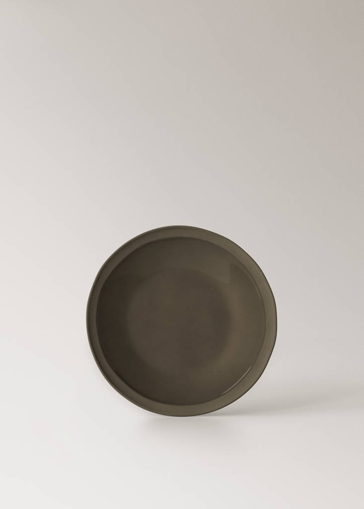 Recycled stoneware dessert plate — Medium Brown