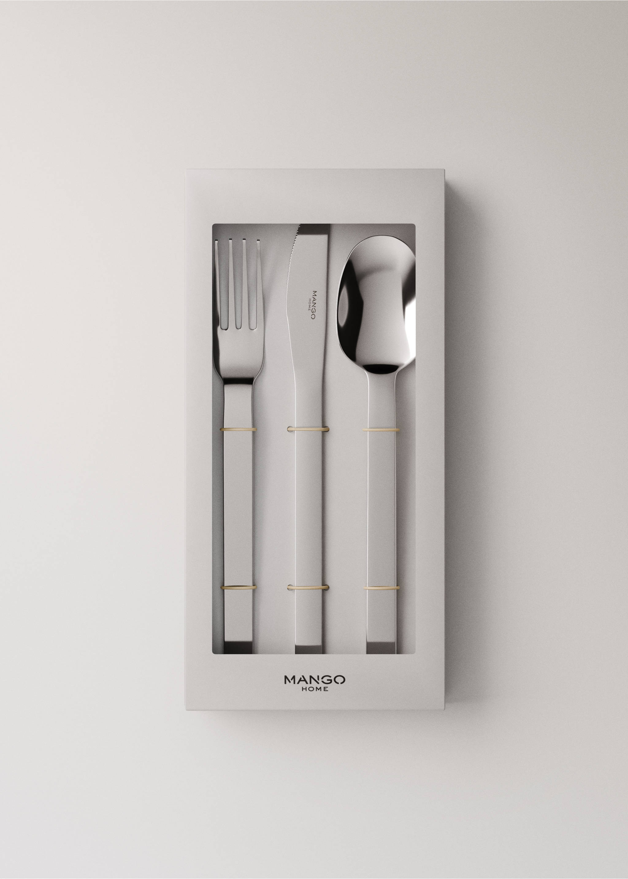 3-piece cutlery set in stainless steel - Medium plane, Grey. Ref: 17032038-00.