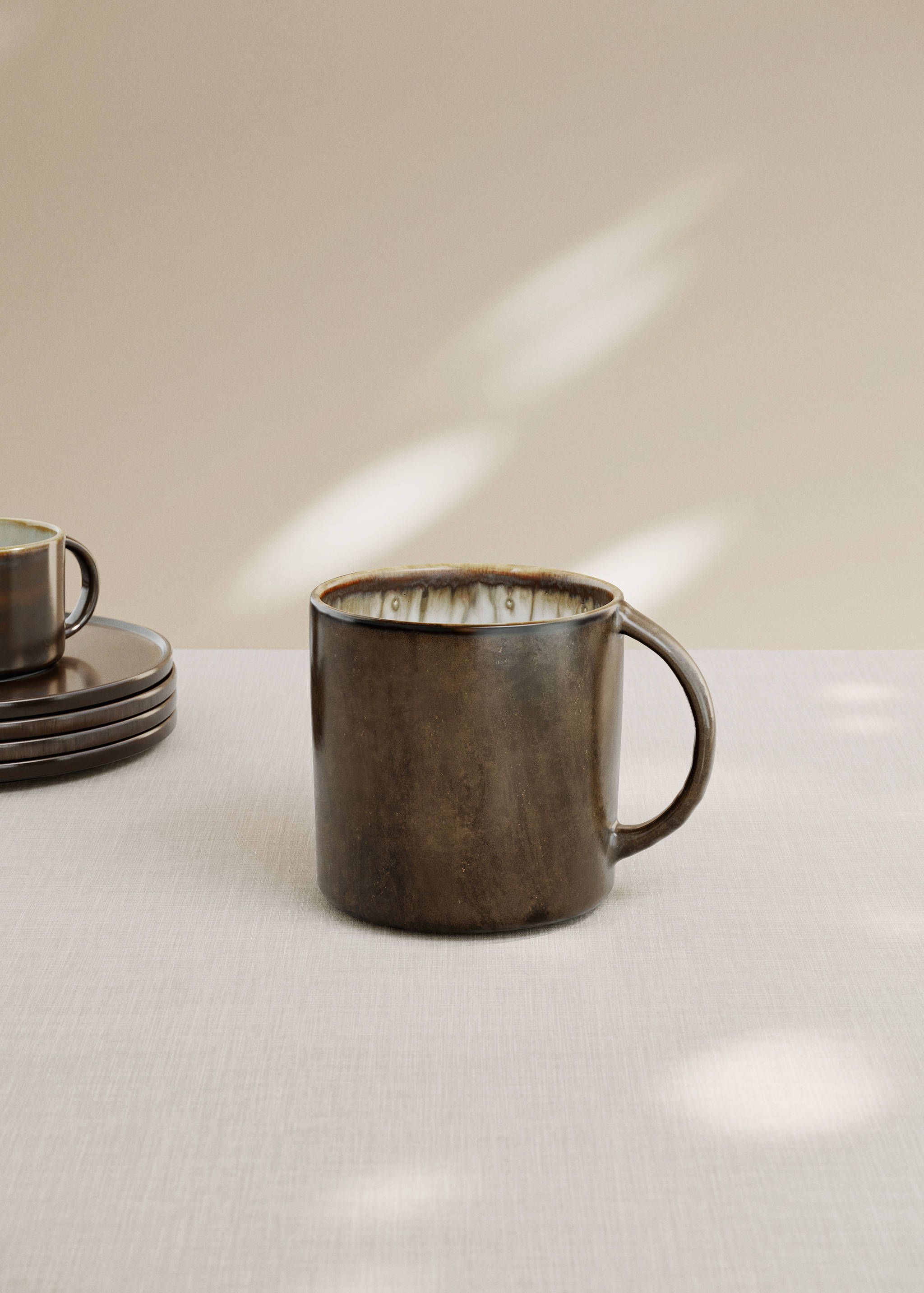 Koffiemok van mat steengoed - Overzichtstekening