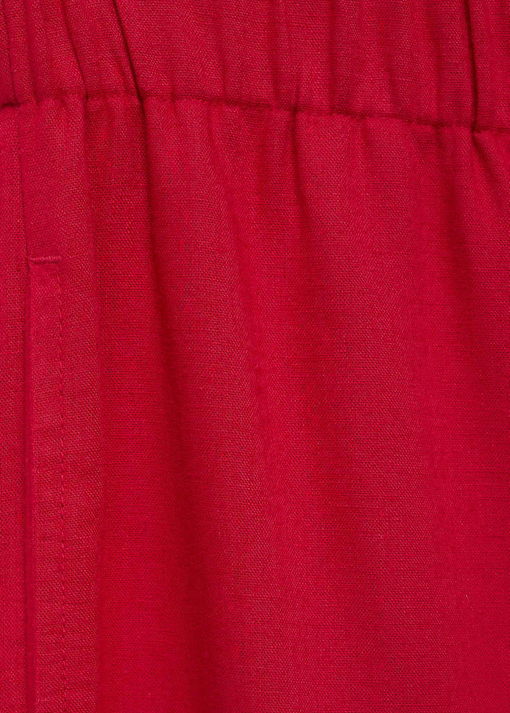 Linen trousers with elastic waistband — Red