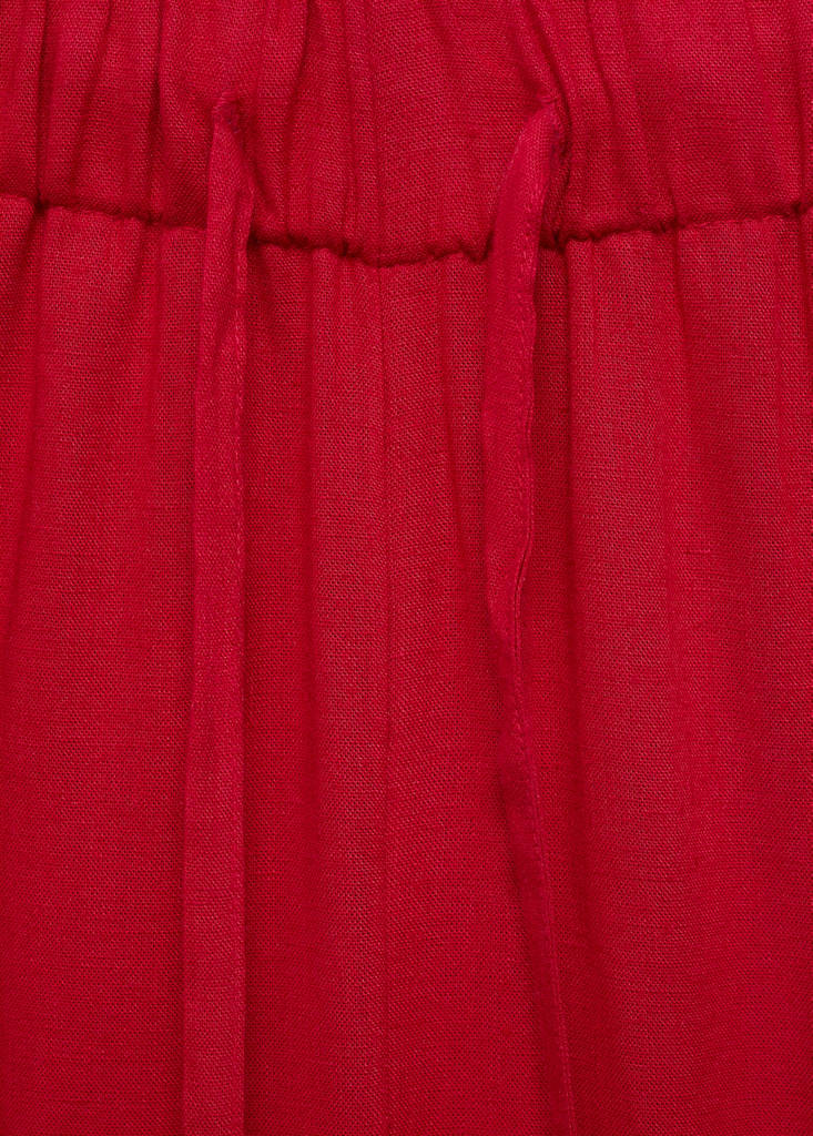 Linen trousers with elastic waistband — Red
