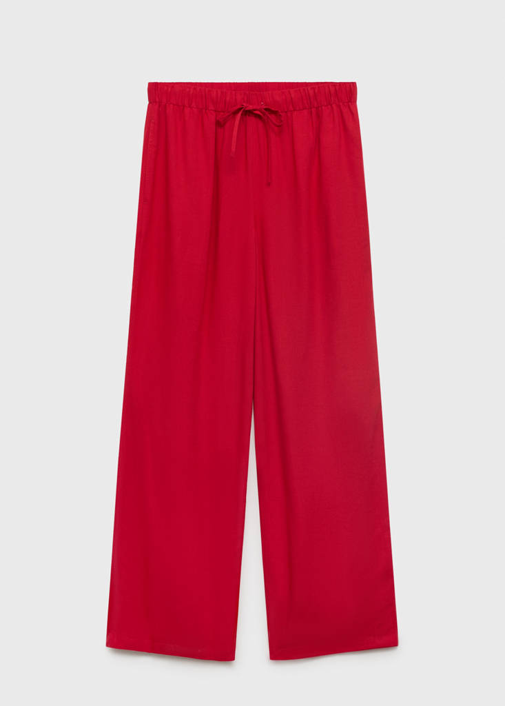 Linen trousers with elastic waistband — Red