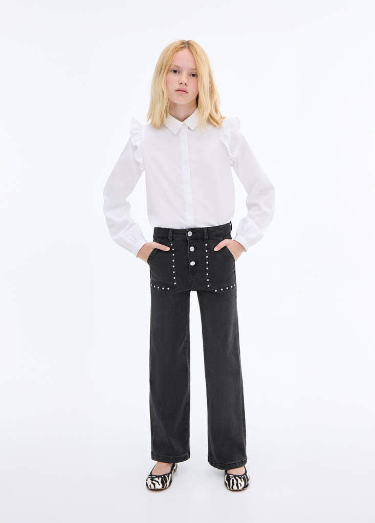 Straight-fit jeans with studs — Black denim
