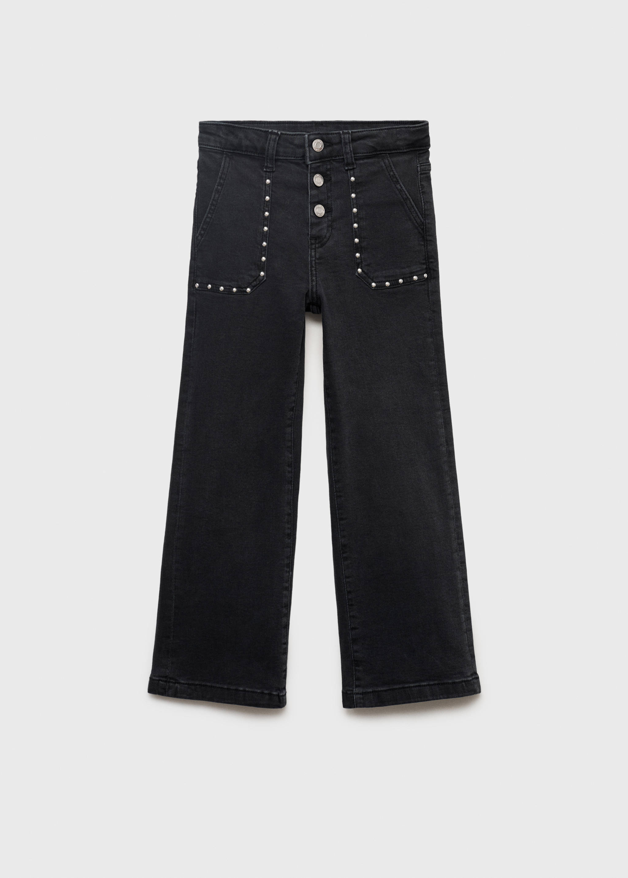 铆钉直筒牛仔裤 - null