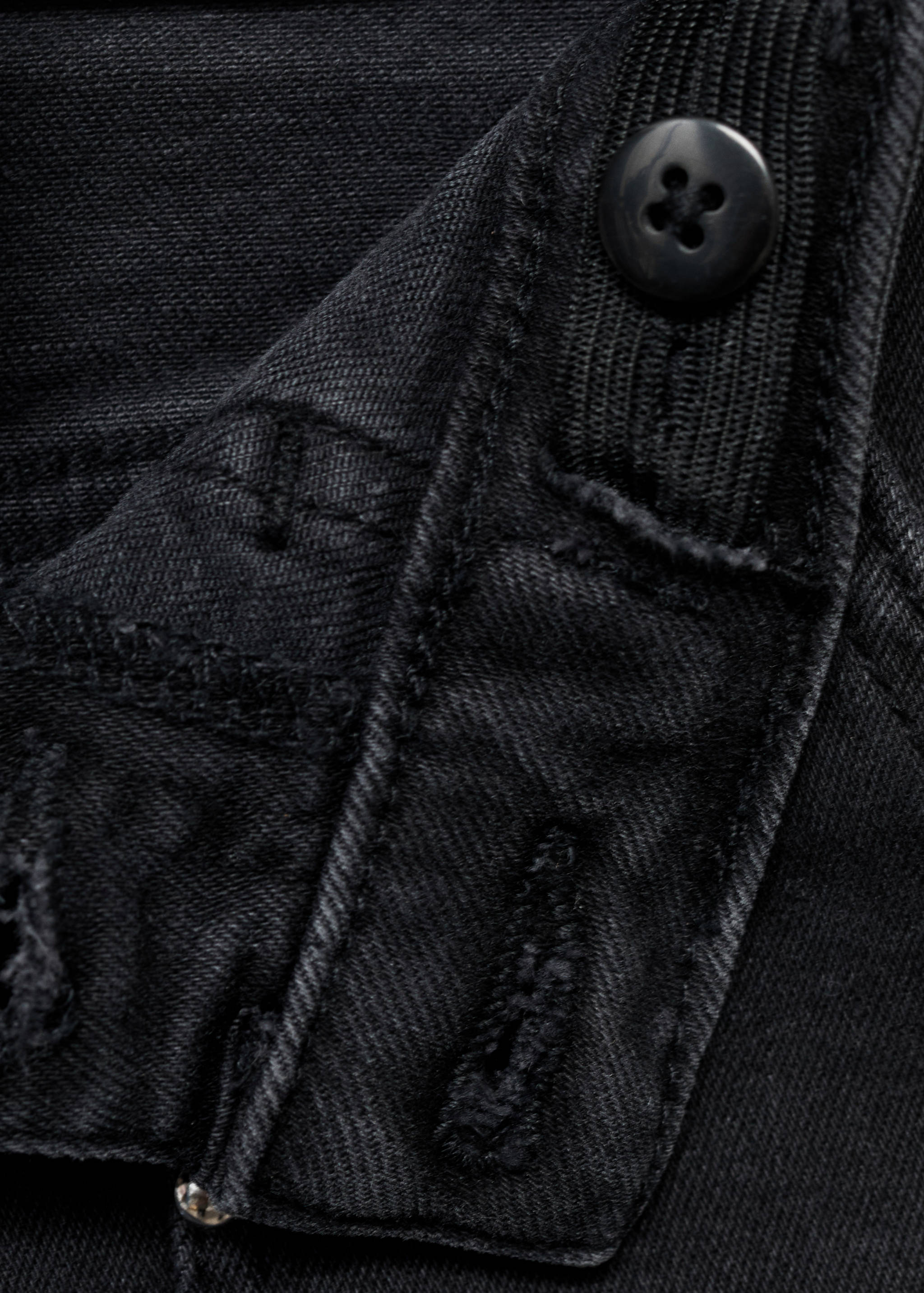 铆钉直筒牛仔裤 - null