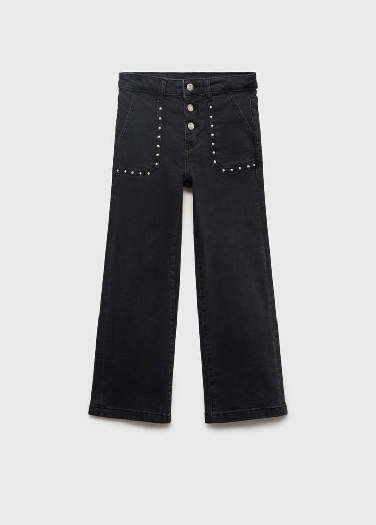 Straight-fit jeans with studs — Black denim