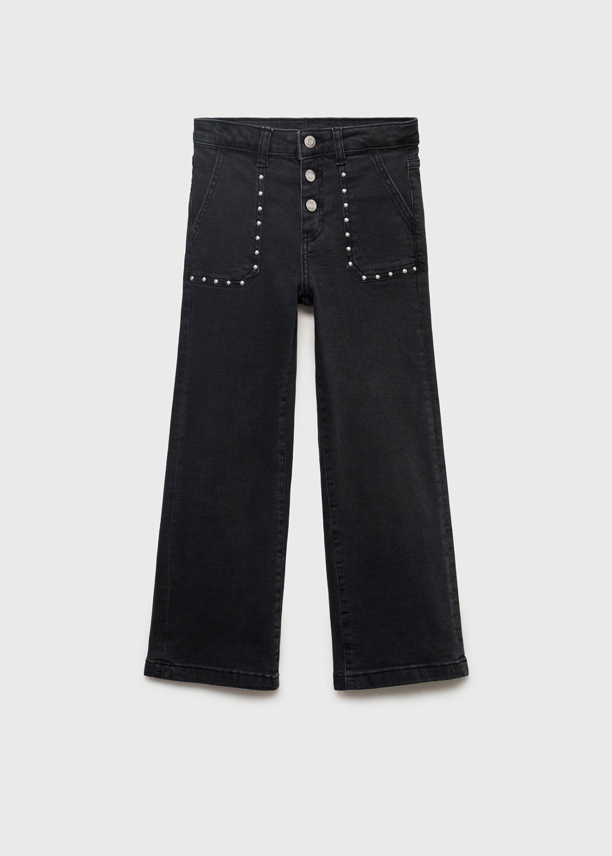 Straight-fit jeans with studs — Black denim