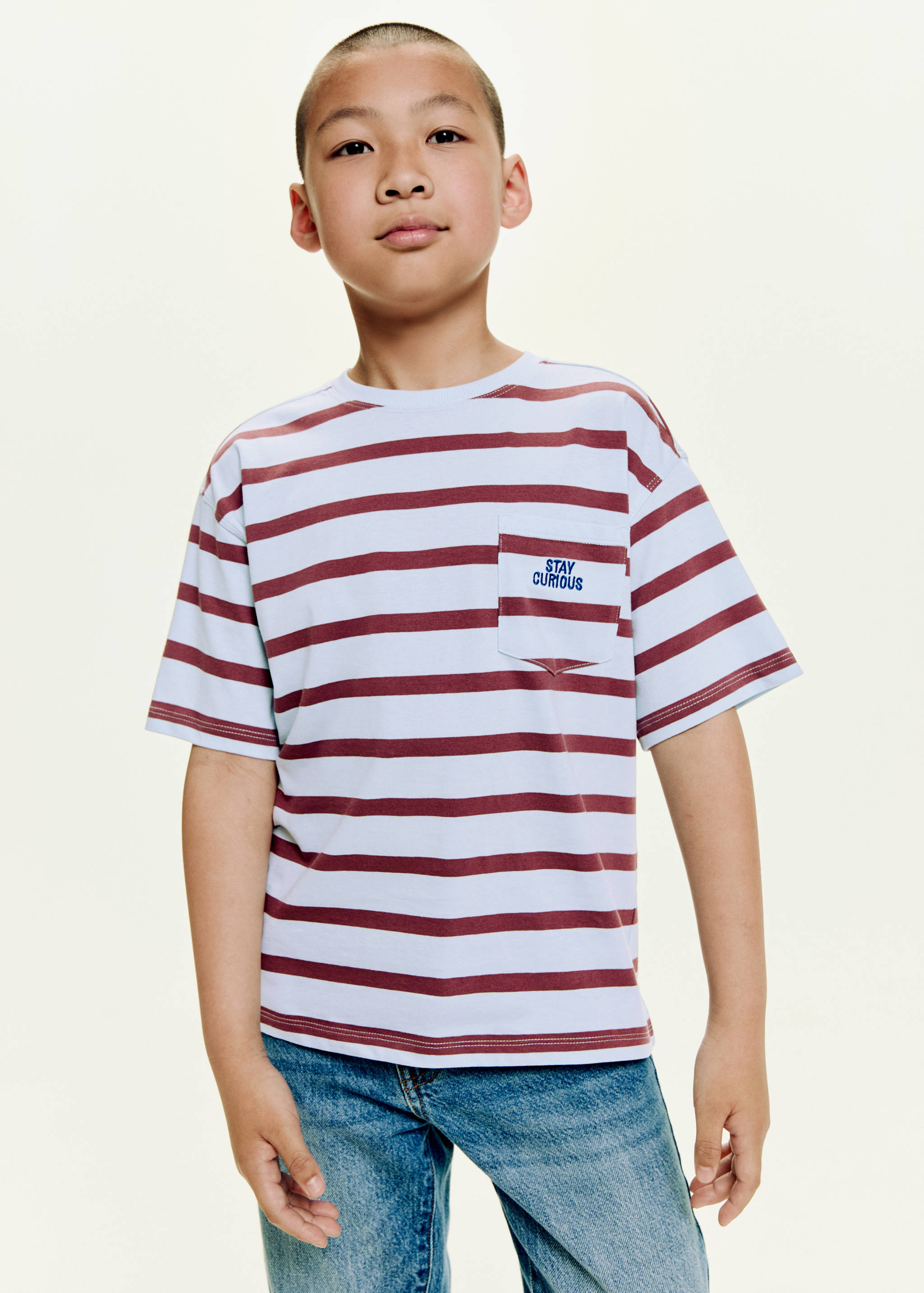 Striped t-shirt with embroidered detail - Medium plane