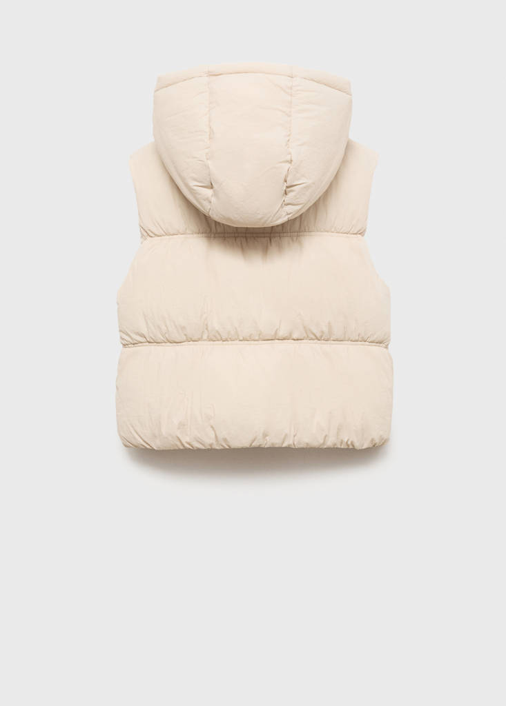 Quilted gilet with hood — Ecru