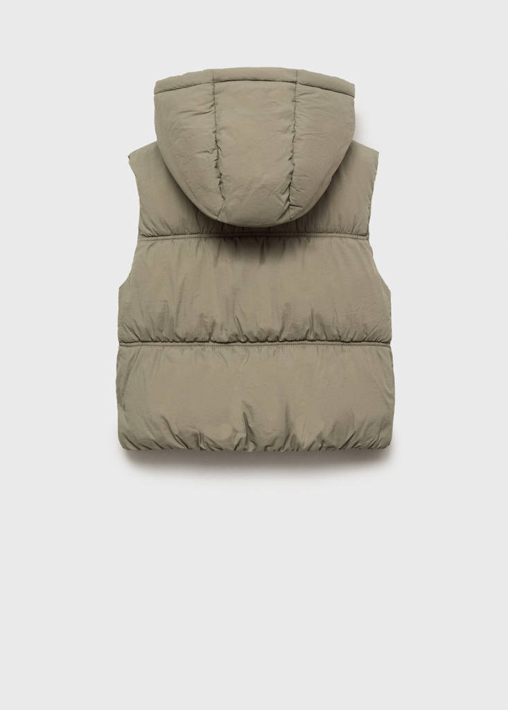 Quilted gilet with hood — Khaki