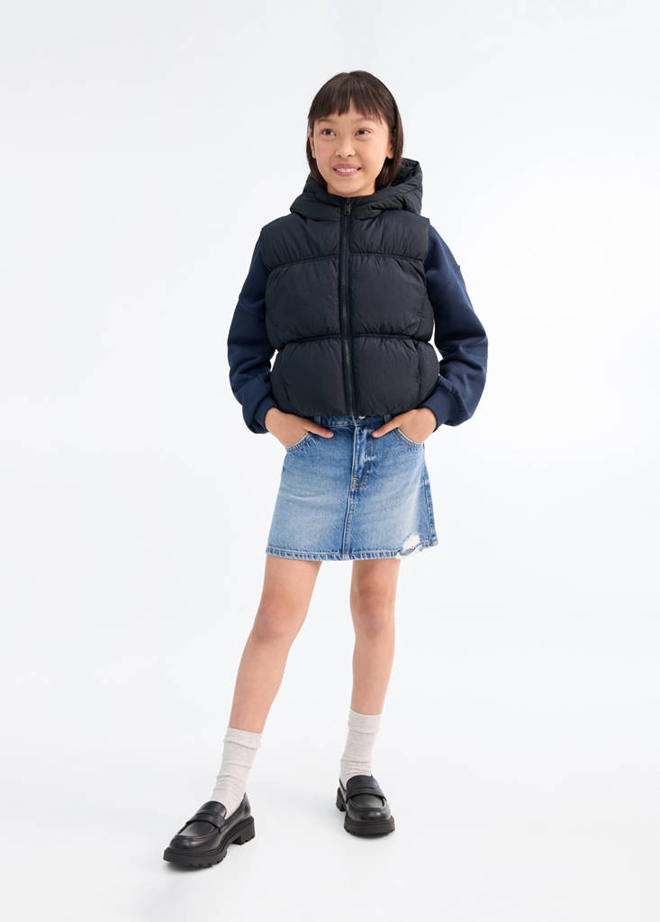 Quilted gilet with hood — Dark Navy