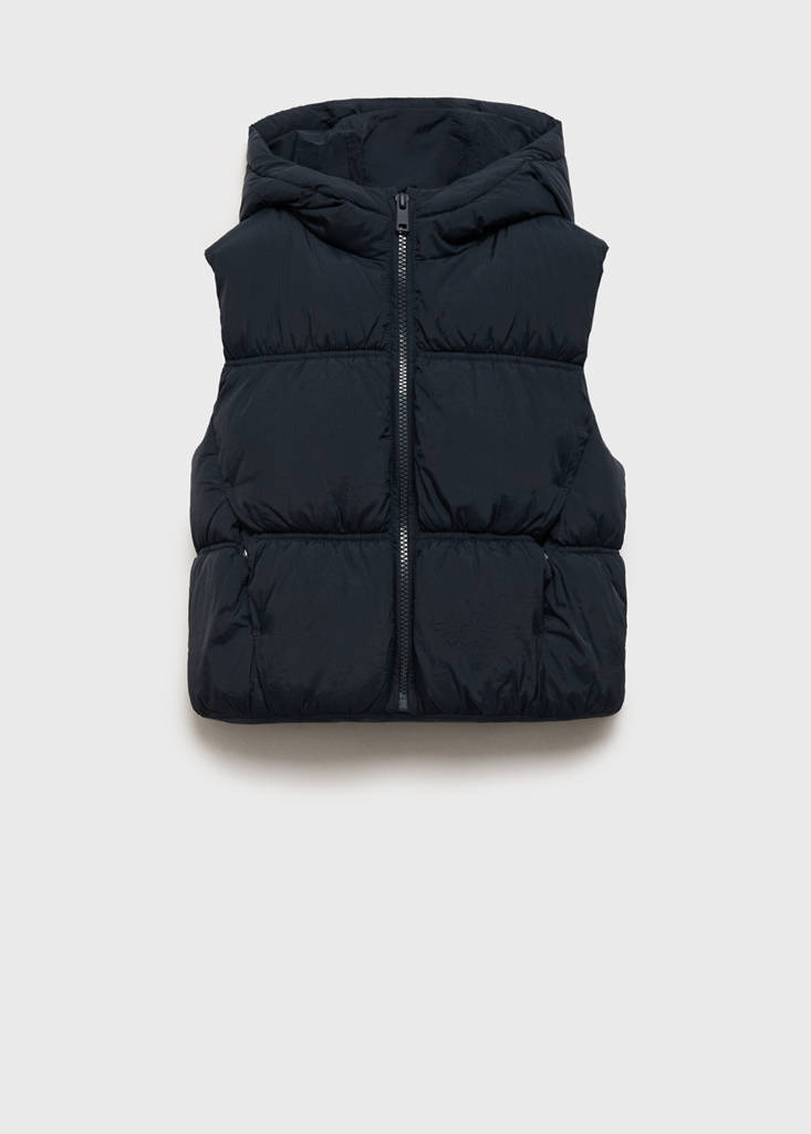 Quilted gilet with hood — Dark Navy