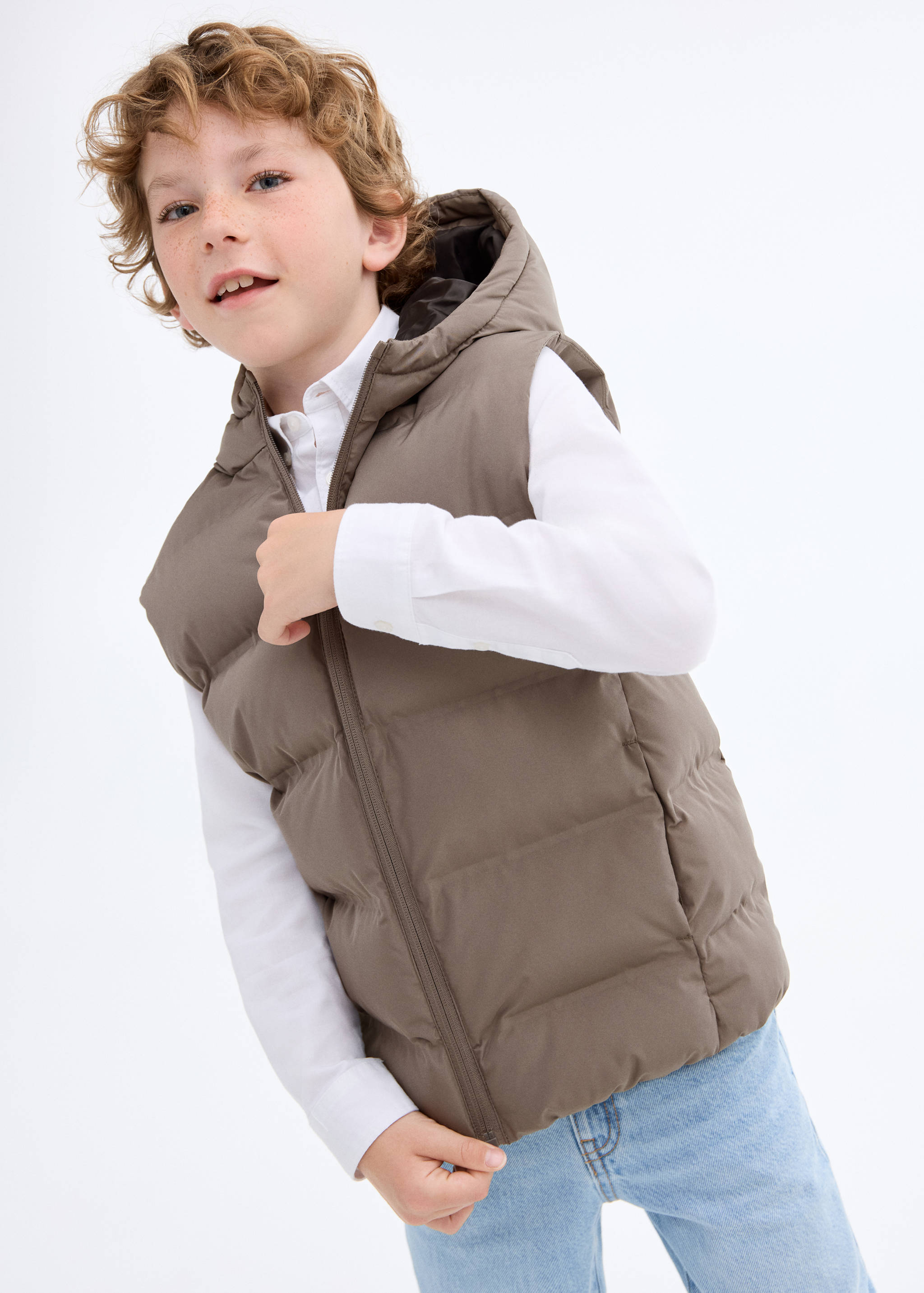 Quilted gilet with hood - Medium plane