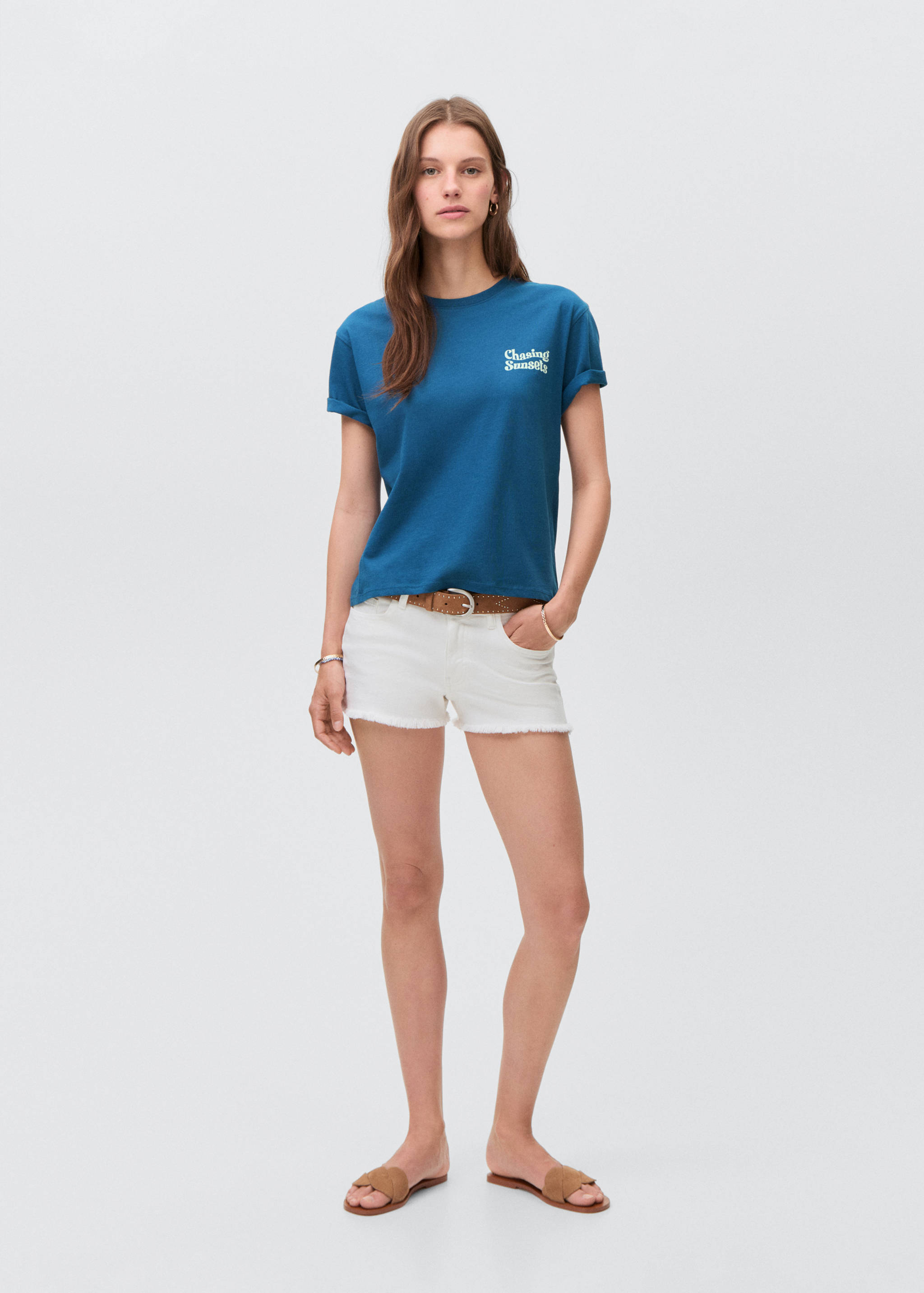 Хлопковая футболка с принтом - Общий план