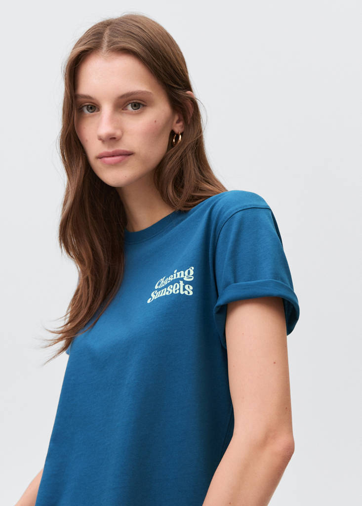 Printed cotton-blend t-shirt — Petrol Blue