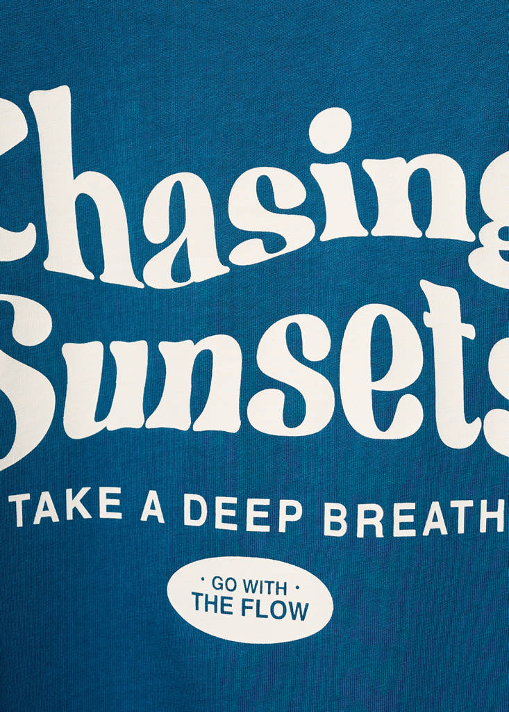 Printed cotton-blend t-shirt — Petrol Blue