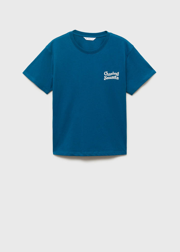 Printed cotton-blend t-shirt — Petrol Blue