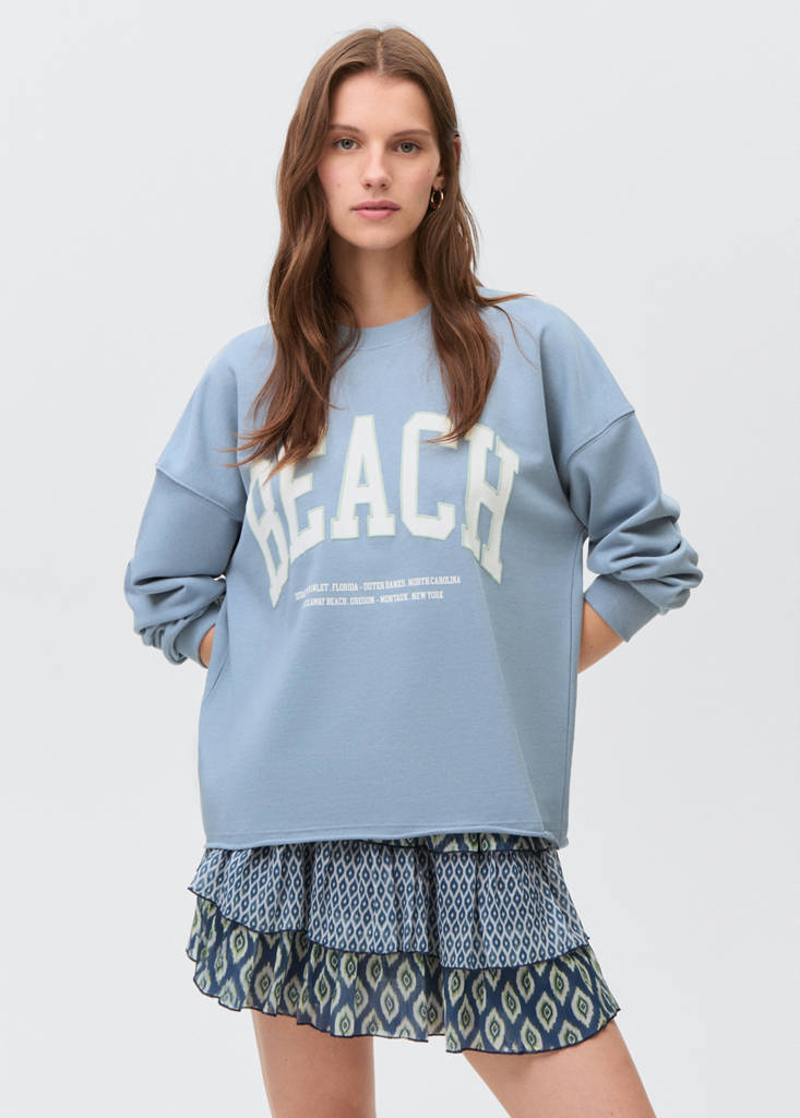 Printed cotton sweatshirt — Blue