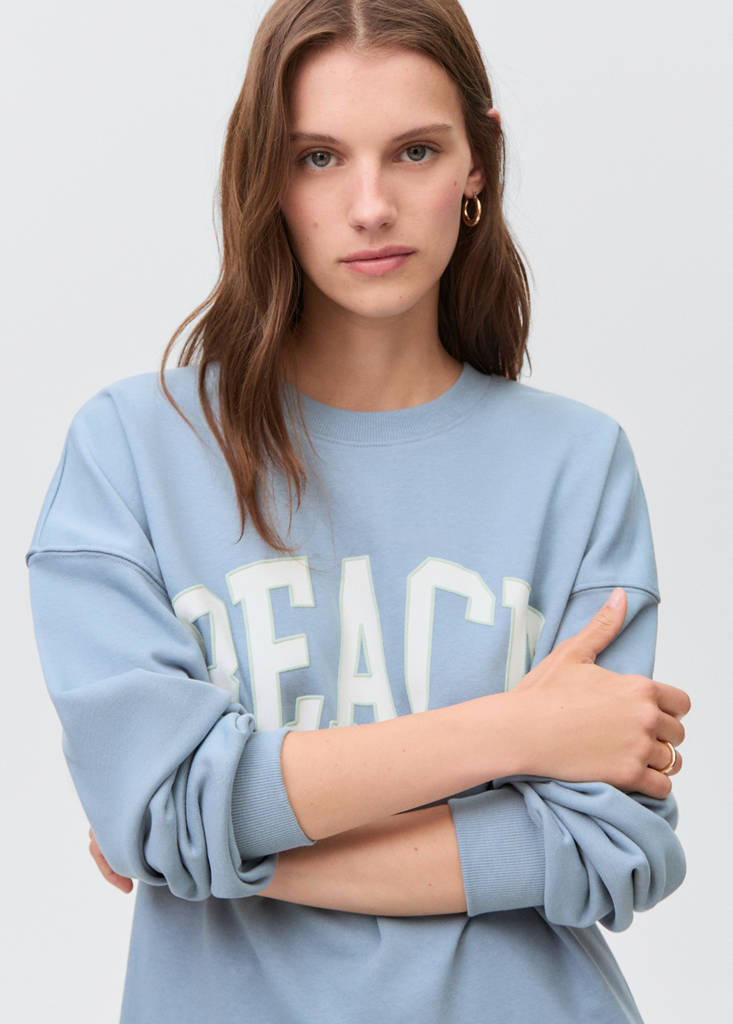 Printed cotton sweatshirt — Blue