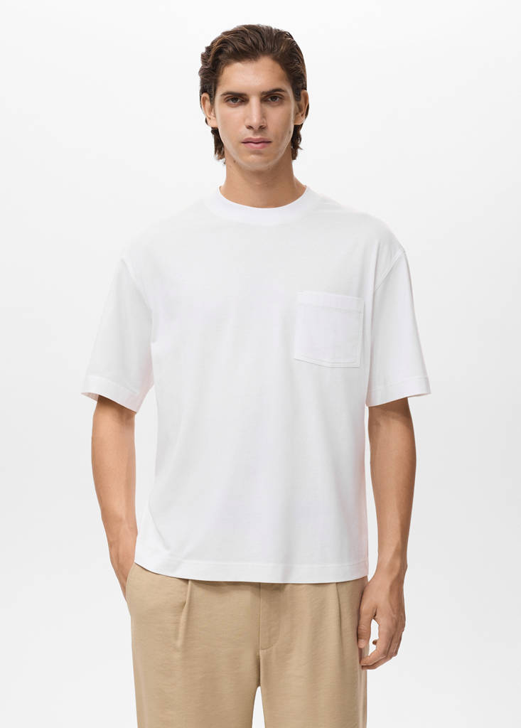 T-shirt 100% cotton boxy fit pocket — Off White