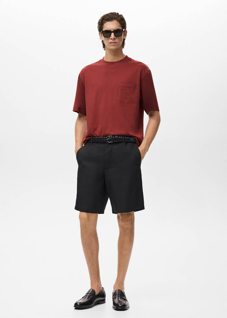 T-shirt 100% cotton boxy fit pocket — Cherry