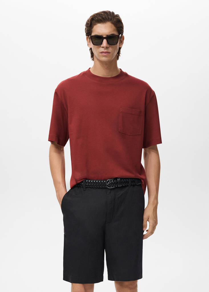 T-shirt 100% cotton boxy fit pocket — Cherry