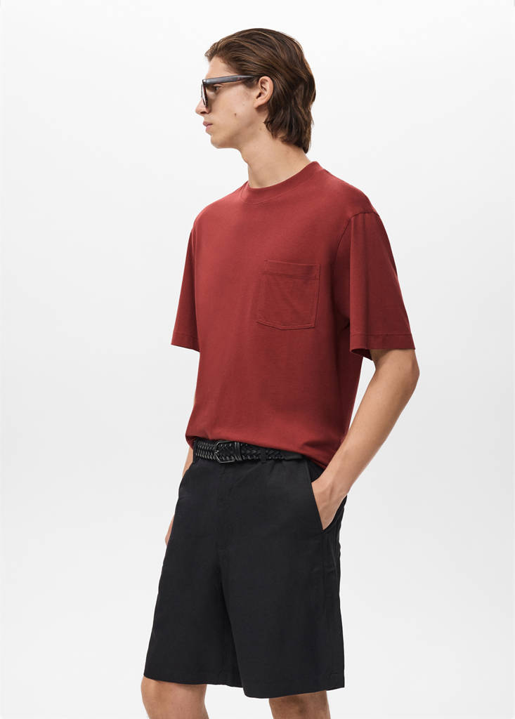 T-shirt 100% cotton boxy fit pocket — Cherry