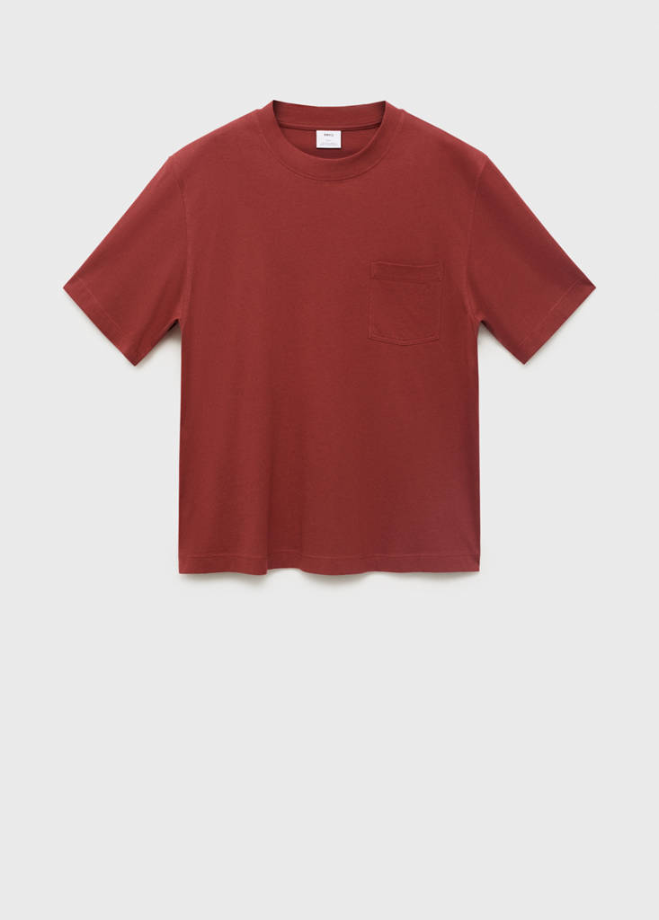 T-shirt 100% cotton boxy fit pocket — Cherry