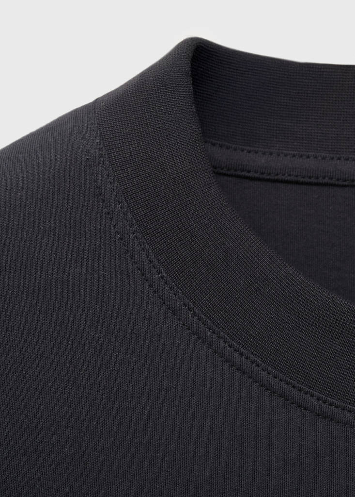 T-shirt 100% cotton boxy fit pocket — Black