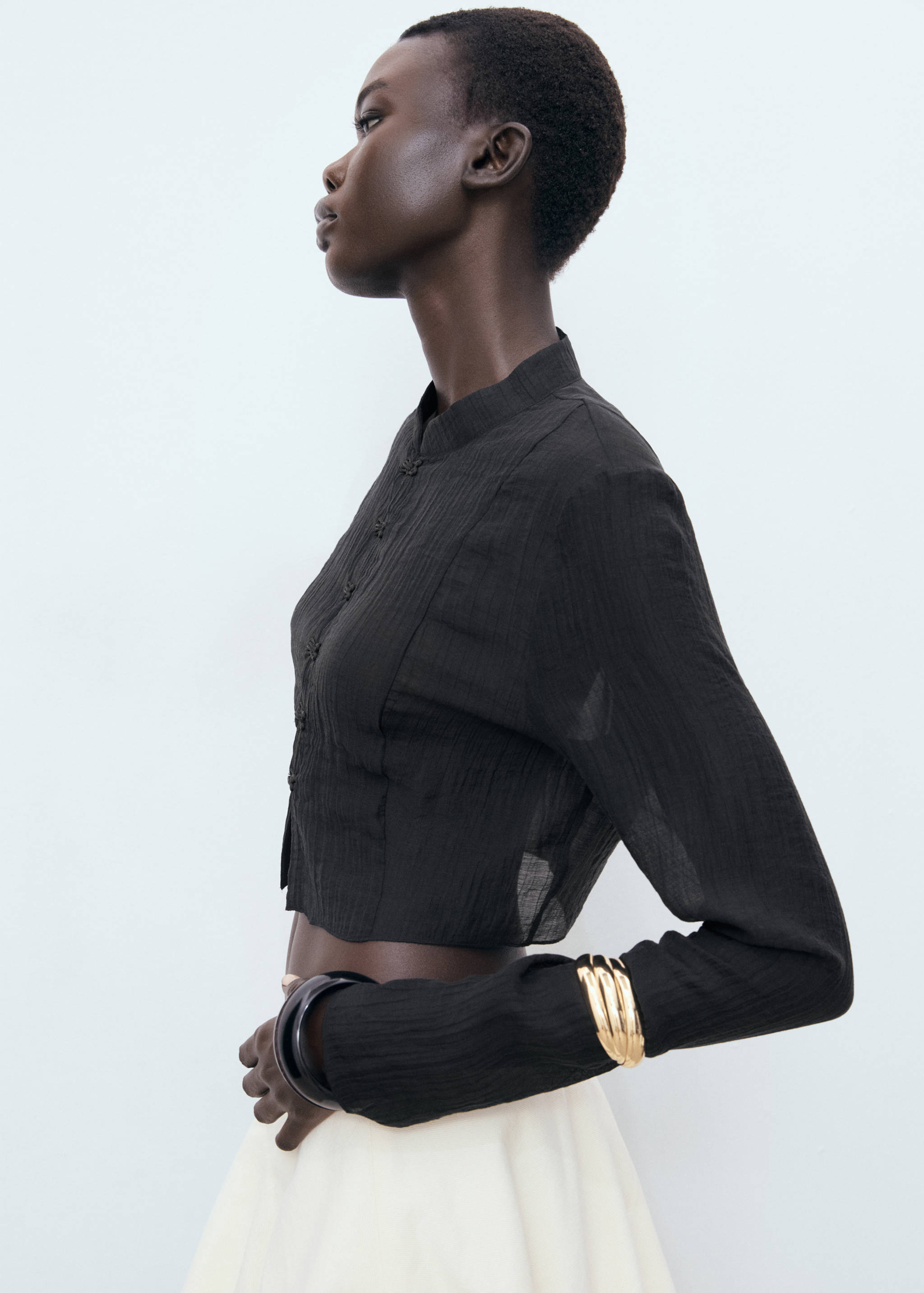 Lyocell blouse with toggles - Medium plane