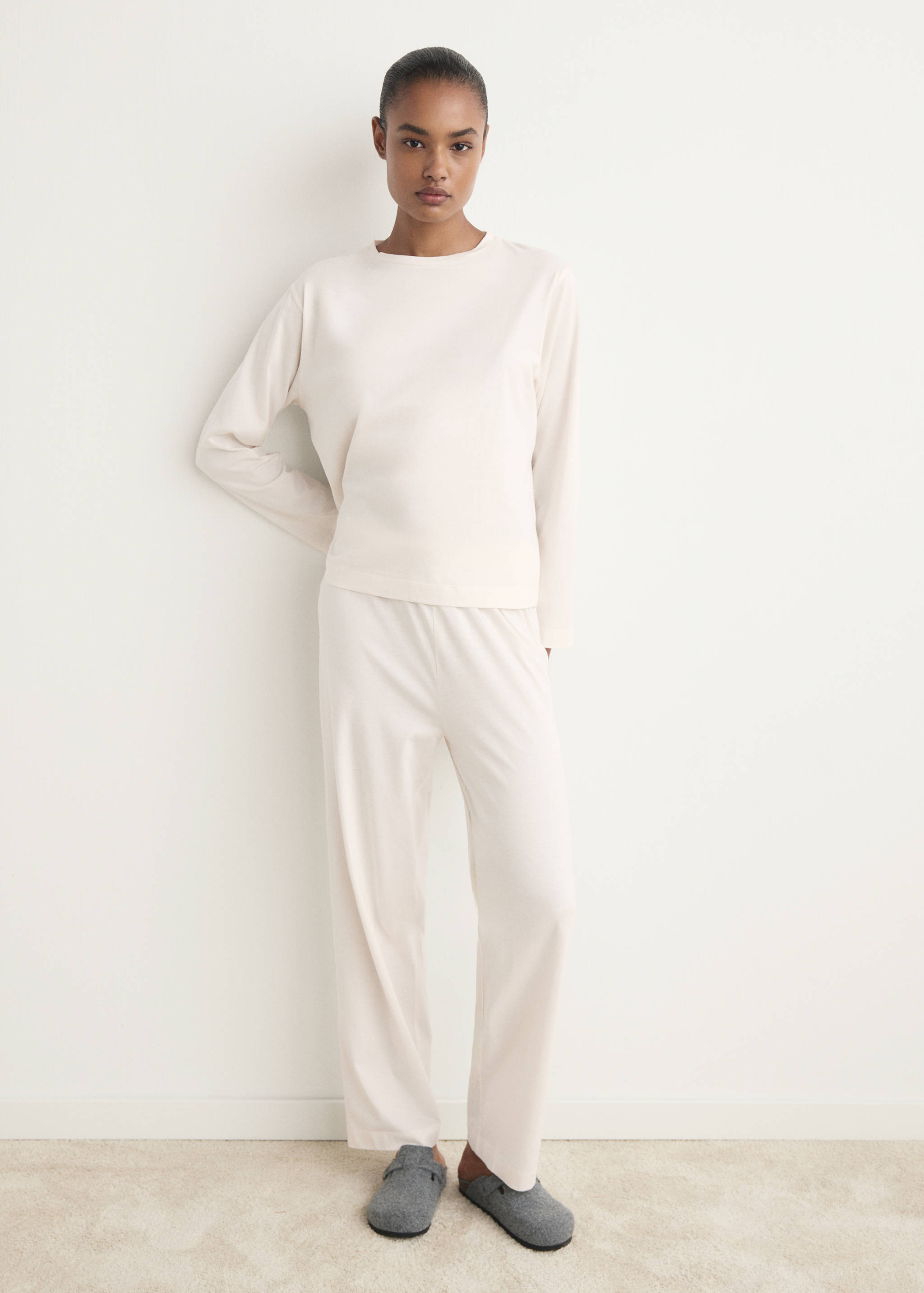 Pyjama deux pièces coton uni - Plan général