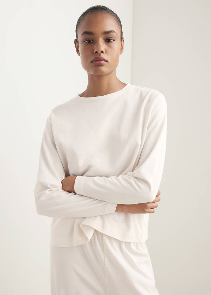 Two-piece plain cotton pyjamas — Vanilla