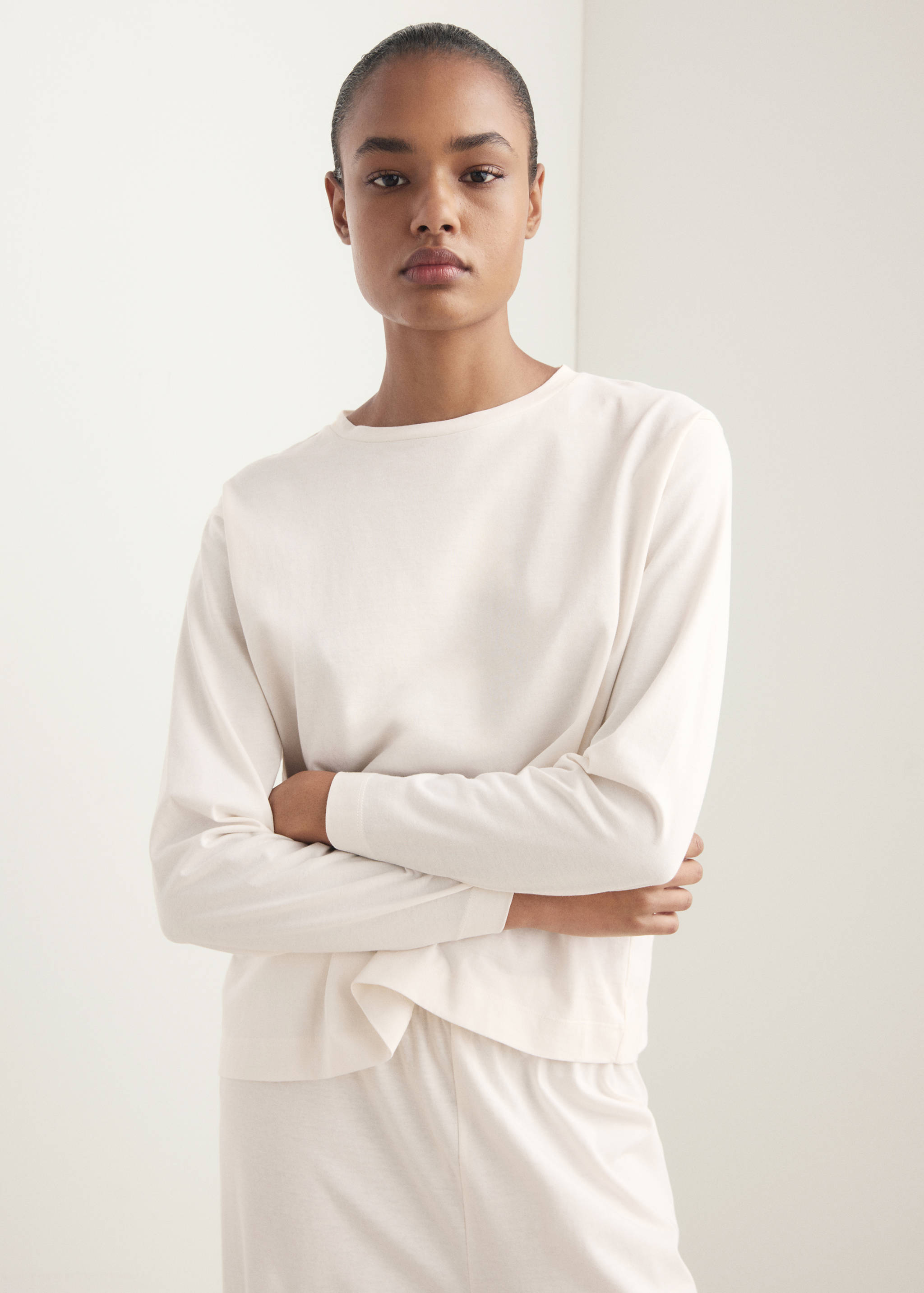 Pyjama deux pièces coton uni - Plan moyen